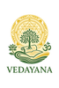 Logo of Vedayana with a tree, lotus, and circular design on a white background