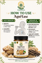 AgniEase how to use digestive supplement instructions by Vedayana | 
dosage guidelines and usage directions for digestive health