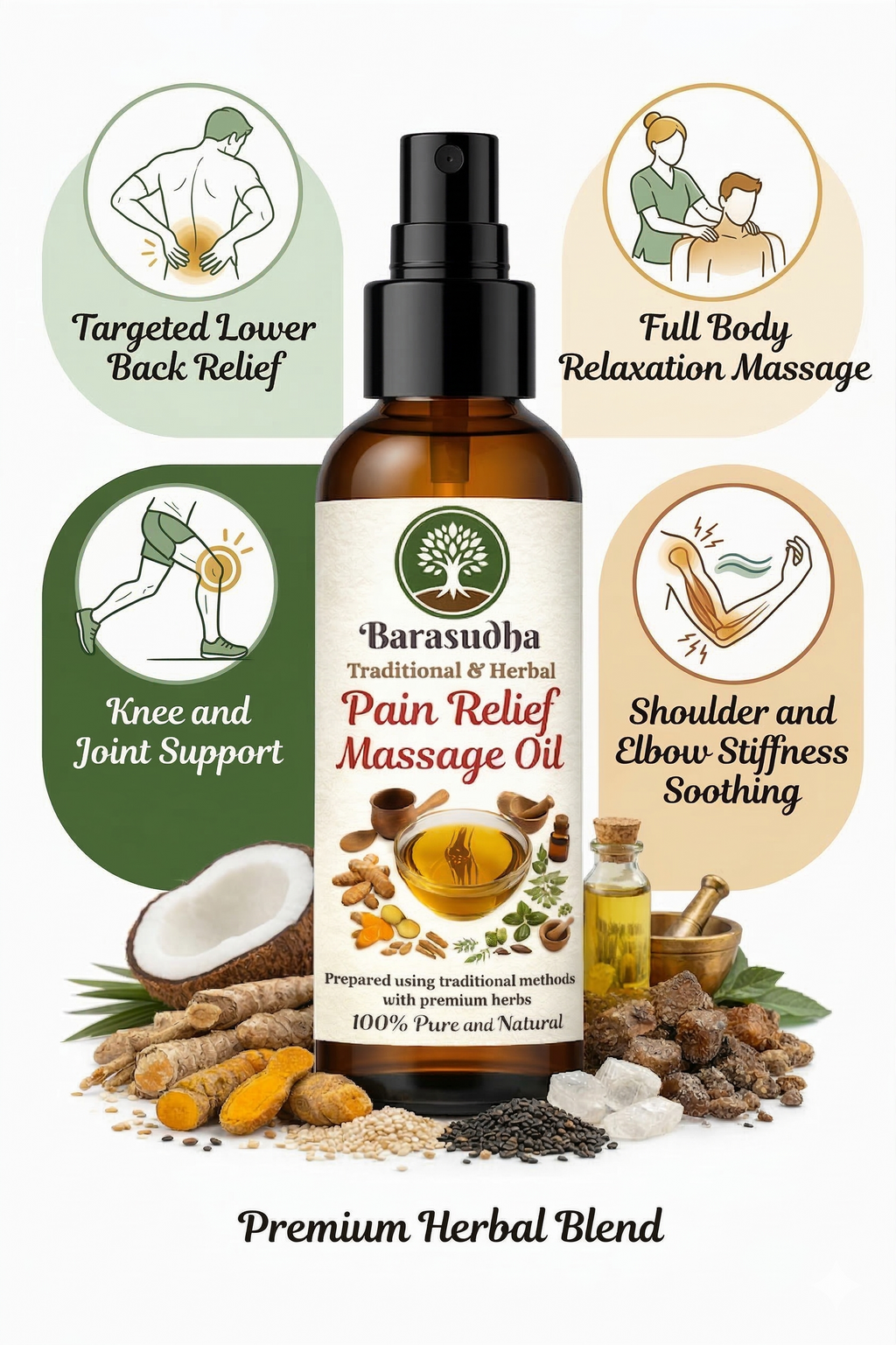 Barasudha pain relief massage oil use cases joint pain muscle pain 
arthritis by Vedayana | deep tissue Ayurvedic formula