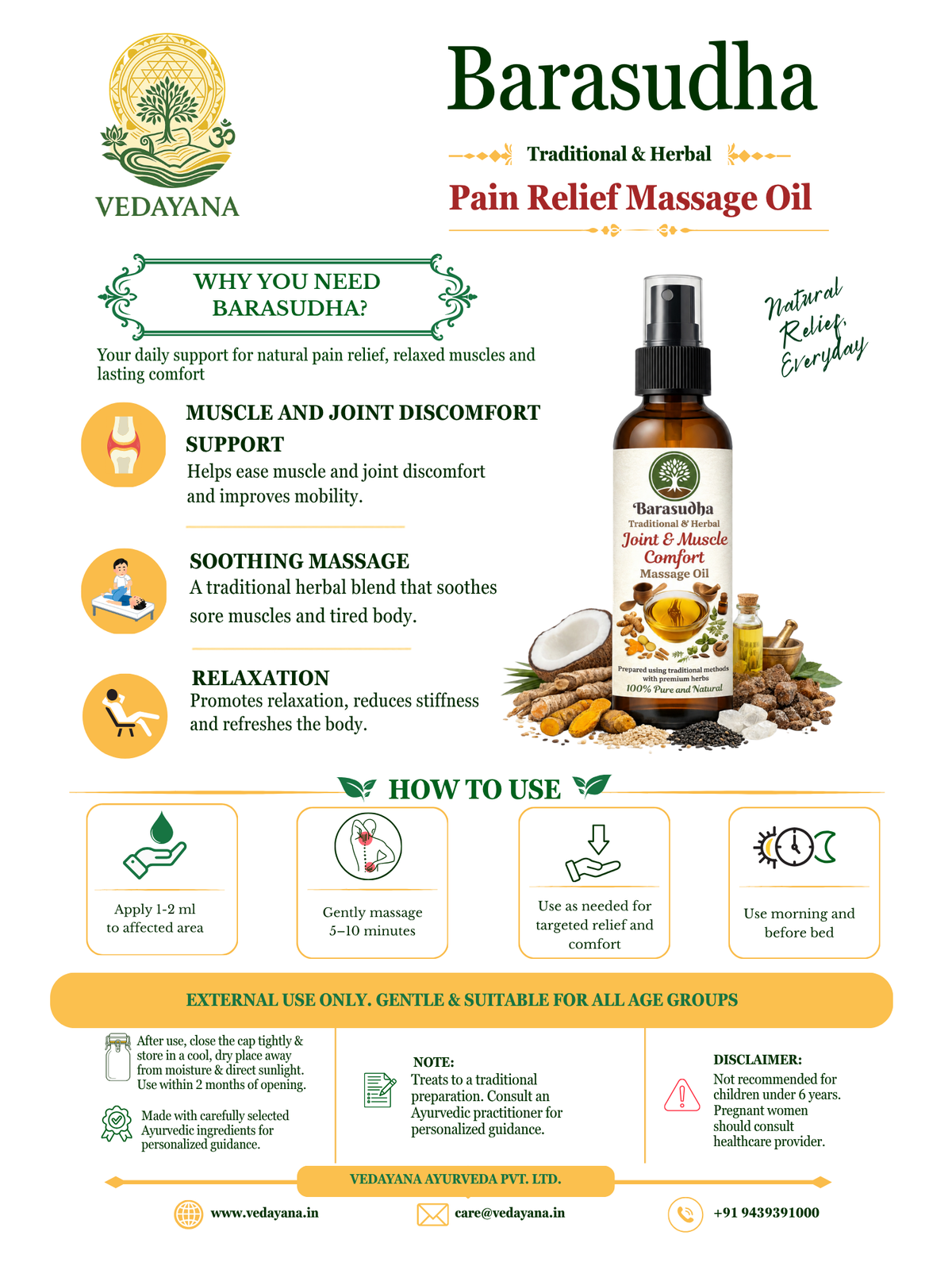 Barasudha - Ayurvedic Massage Oil to Support Joint and Muscle Comfort