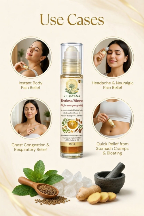 Brahma Dhara sinus headache relief roll-on use cases by Vedayana | 
natural congestion relief for nose and chest