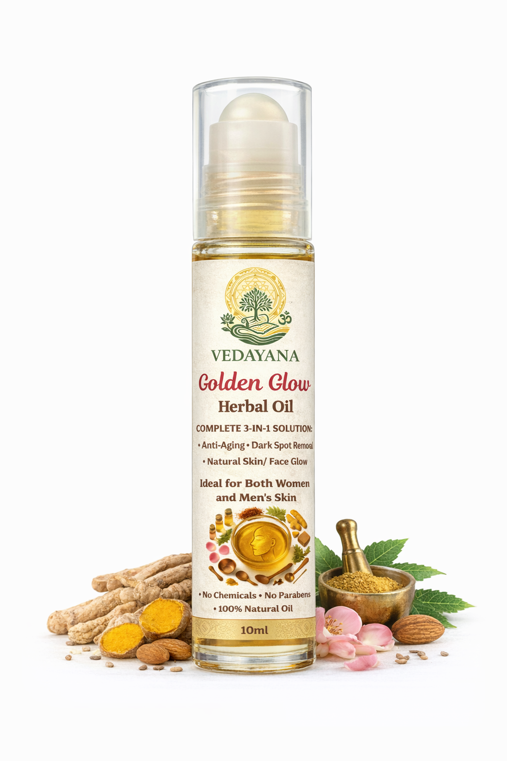 Golden Glow Ayurvedic face oil by Vedayana | natural skin brightening 
glow oil for radiant complexion India