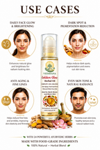 Golden Glow face oil use cases skin brightening glow anti-aging by 
Vedayana | natural herbal face oil