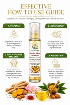 Golden Glow face oil bottle with usage instructions | natural 
brightening and glow oil by Vedayana