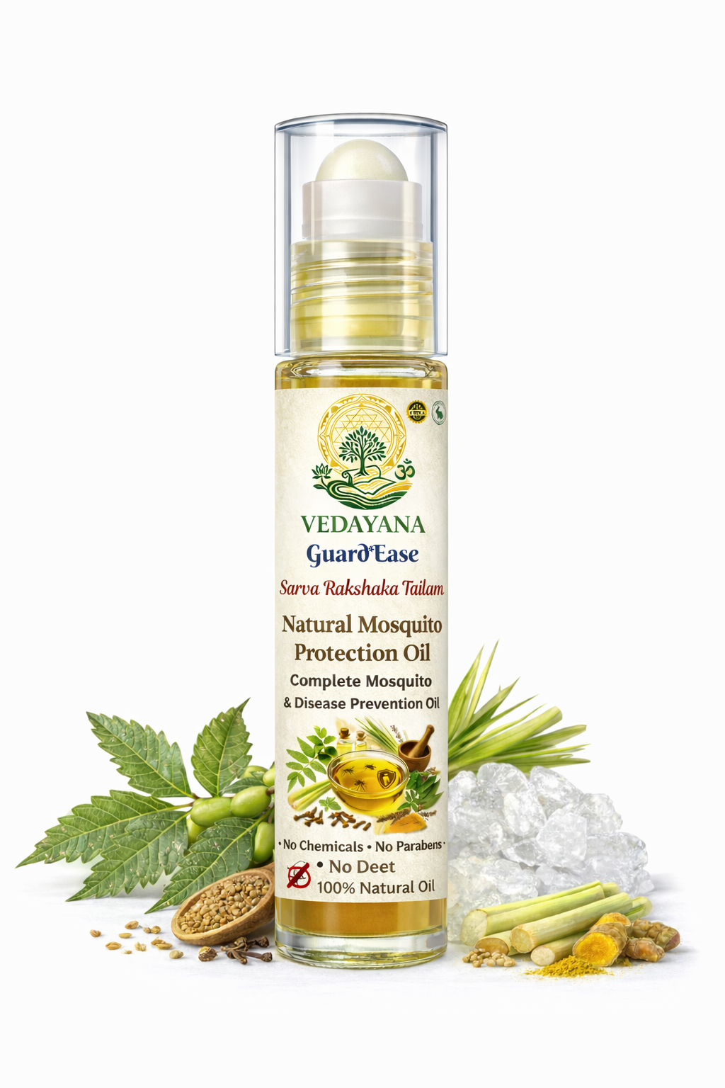 GuardEase natural mosquito repellent oil by Vedayana | DEET-free 
herbal protection formula safe for skin India