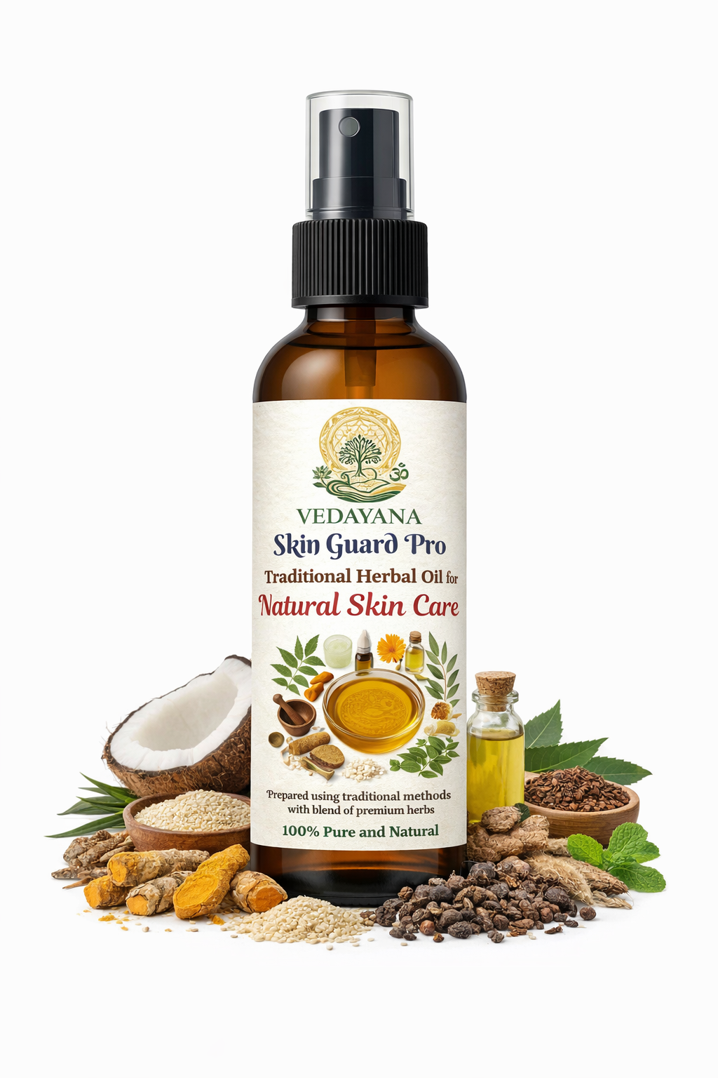 Skin Guard Pro Ayurvedic oil by Vedayana | natural skin infection 
eczema dermatitis treatment herbal formula India