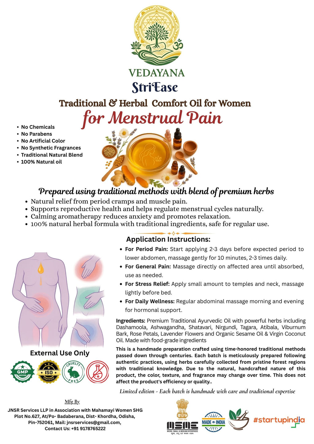 StriEase Menstrual Pain Relief Massage Oil