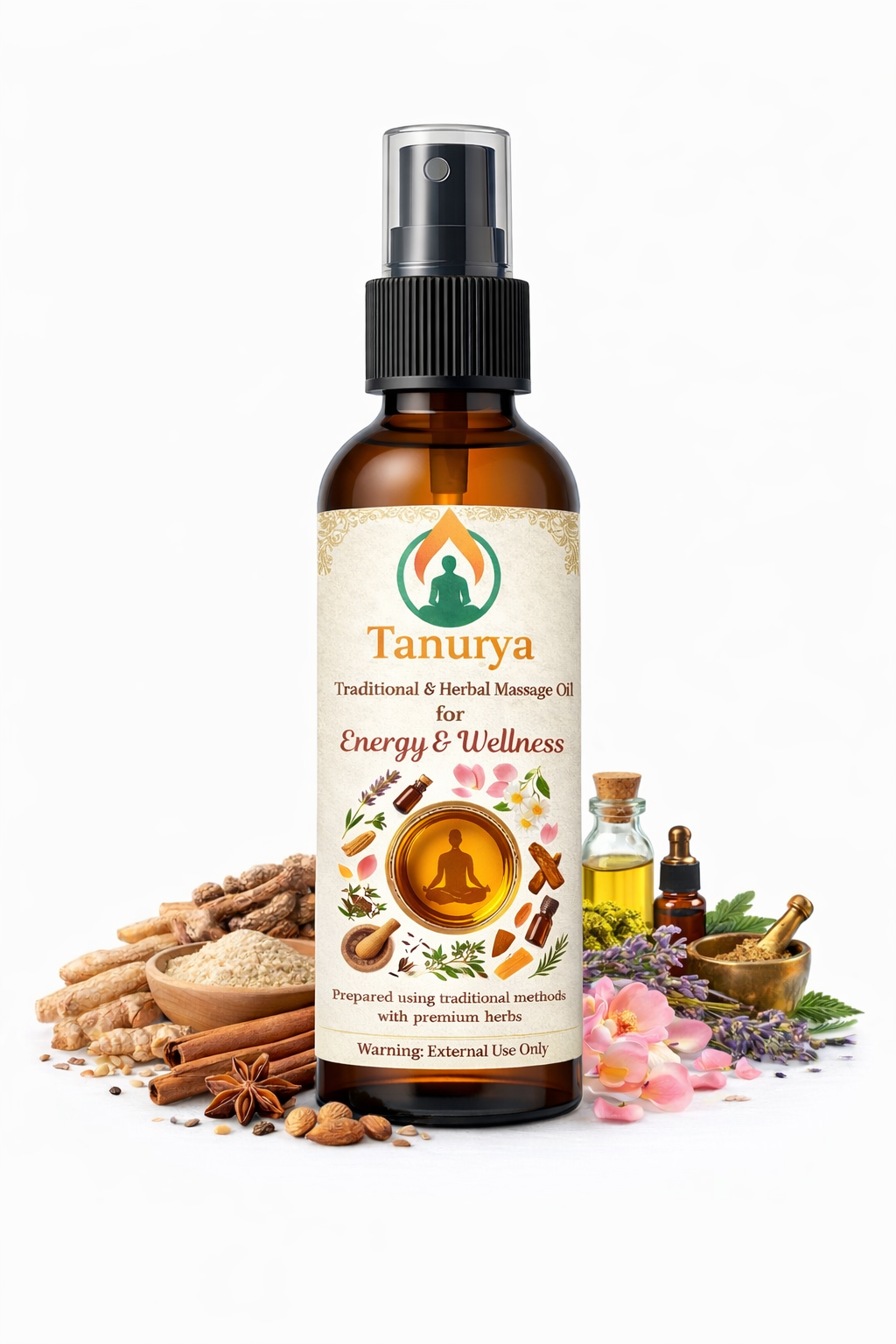 Tanurya Ayurvedic energy and wellness oil by Vedayana | herbal vitality oil India